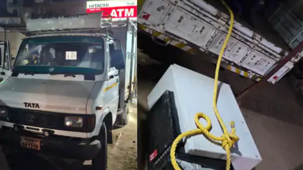 दुर्ग में ATM उखाड़ ले गए चोर, मेटाडोर चोरी कर मशीन लोड किया, शोर मचा तो वाहन समेत छोड़कर भागे बदमाश