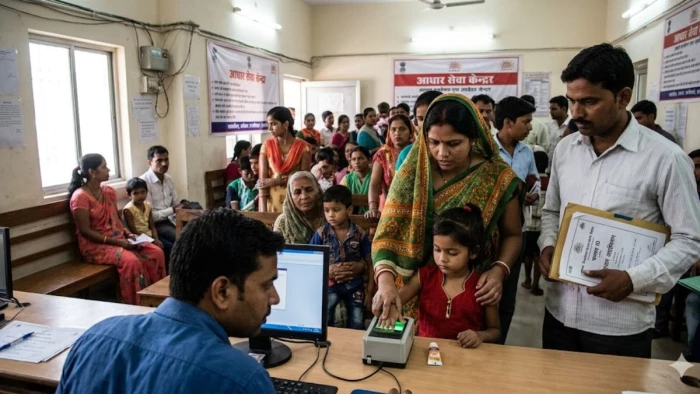 RTE एडमिशन से पहले Aadhaar Card अपडेट की बढ़ी भीड़, बच्चों के फिंगरप्रिंट न आने से अभिभावक परेशान