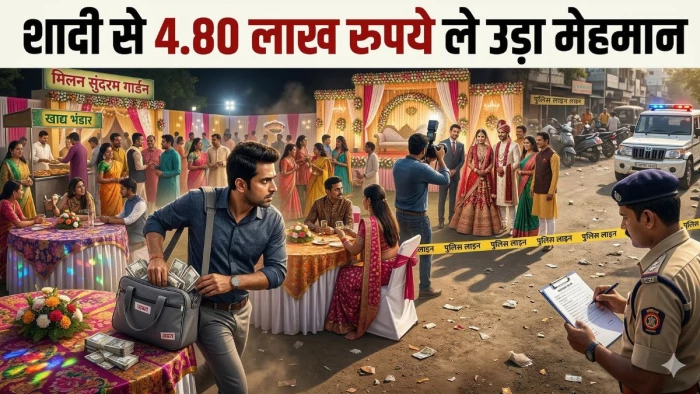 शादी से 4.80 लाख रुपये ले उड़ा अजनबी मेहमान, स्टेज में नोटों से भरे बैग पर किया हाथ साफ, CCTV में कैद हुई नाबालिग की करतूत