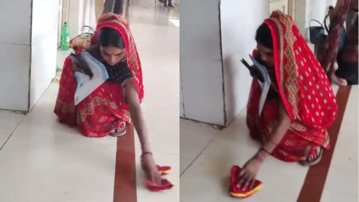 अस्पताल की शर्मनाक हरकत... मरीज को बनाया सफाईकर्मी, बच्चे को गोद में लिए फर्श साफ करती रही महिला, Video वायरल