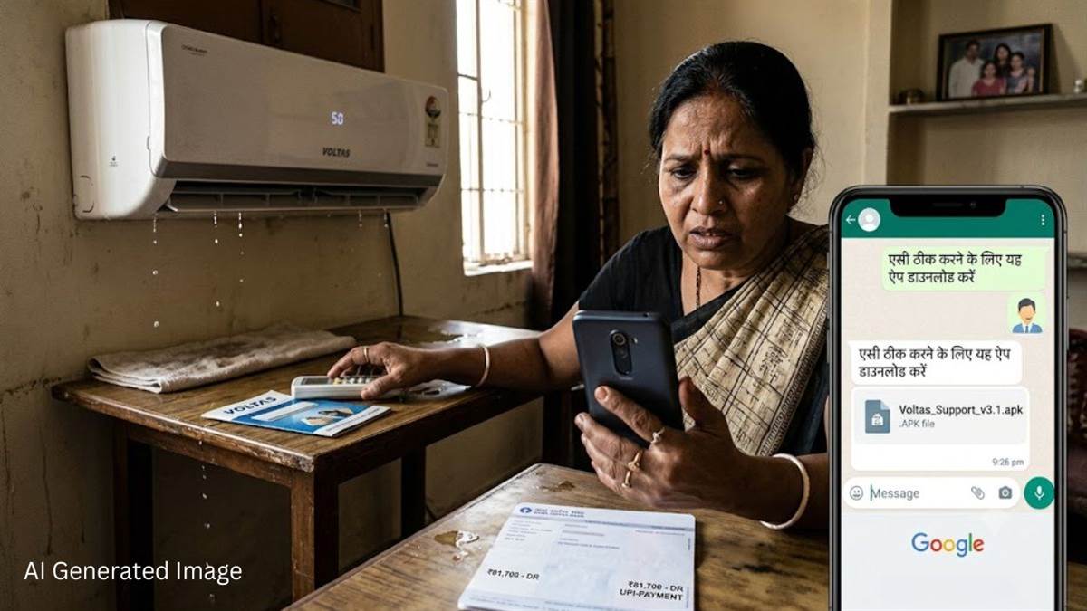 गूगल से निकाला वोल्टास का कस्टमर केयर नंबर... APK फाइल भेज महिला के खाते से उड़ाए 81,700; साइबर ठगी का शिकार
