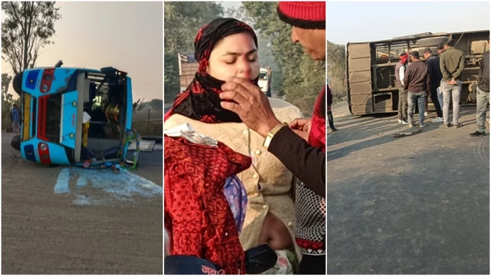 हादसों का इंदौर-बैतूल नेशनल हाईवे, आधा किमी के अंदर मिनी ट्रक और बस पलटी, बाइक से गिरकर महिला घायल