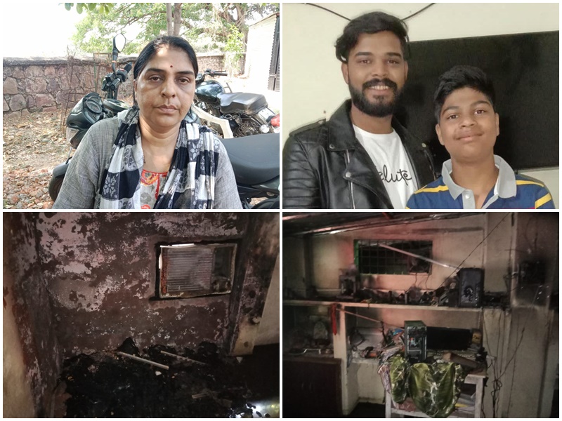 भिलाईः आधी रात बाद घर में लगी भीषण आग, धुएं के चलते बेहोश हुए बेटों की मां ने ऐसे बचाई जान