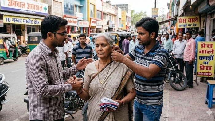 भोपाल के पॉश इलाके में बुजुर्ग महिला से अनोखी ठगी, 'राम नाम' का जाप कराया और ले उड़े कान के टॉप्स और मंगलसूत्र
