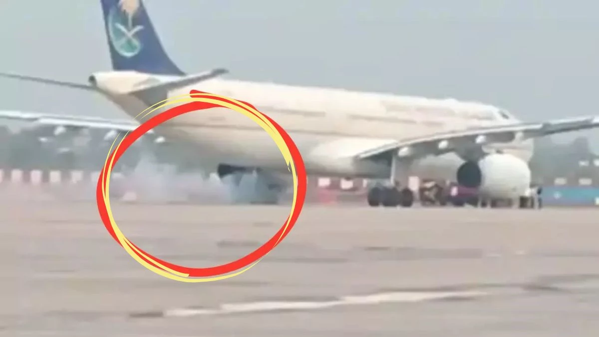Lucknow Airport Saudi Flight पर बड़ा हादसा टला सऊदी से आए विमान के पहिए से निकली चिंगारी, 250 हज यात्रियों की जान बची 6 Lucknow Airport: लखनऊ एयरपोर्ट पर बड़ा हादसा टला… 250 हज यात्रियों से भरे विमान की लैंडिंग के दौरान पहिए से चिंगारी और धुआं निकला - Lucknow Airport A Major Accident ...