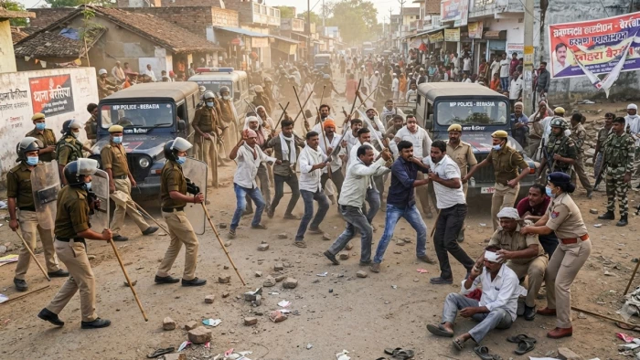 सरपंच चुनाव की रंजिश में बैरसिया में बलवा, फर्से-तलवार चले, 10 घायल, 26 पर केस