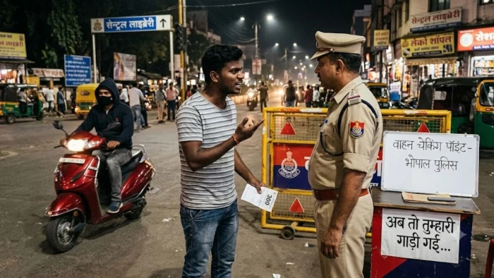 भोपाल पुलिस ने युवक का काटा 300 का चालान, इतने में चोर उड़ा ले गया स्कूटी, पूछने पर कांस्टेबल बोला- अब तो तुम्हारी गाड़ी गई