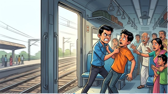 रतलाम-नागदा मेमू ट्रेन में सीट को लेकर बवाल, हाथापाई करते-करते दरवाजे से नीचे गिरे दो यात्री