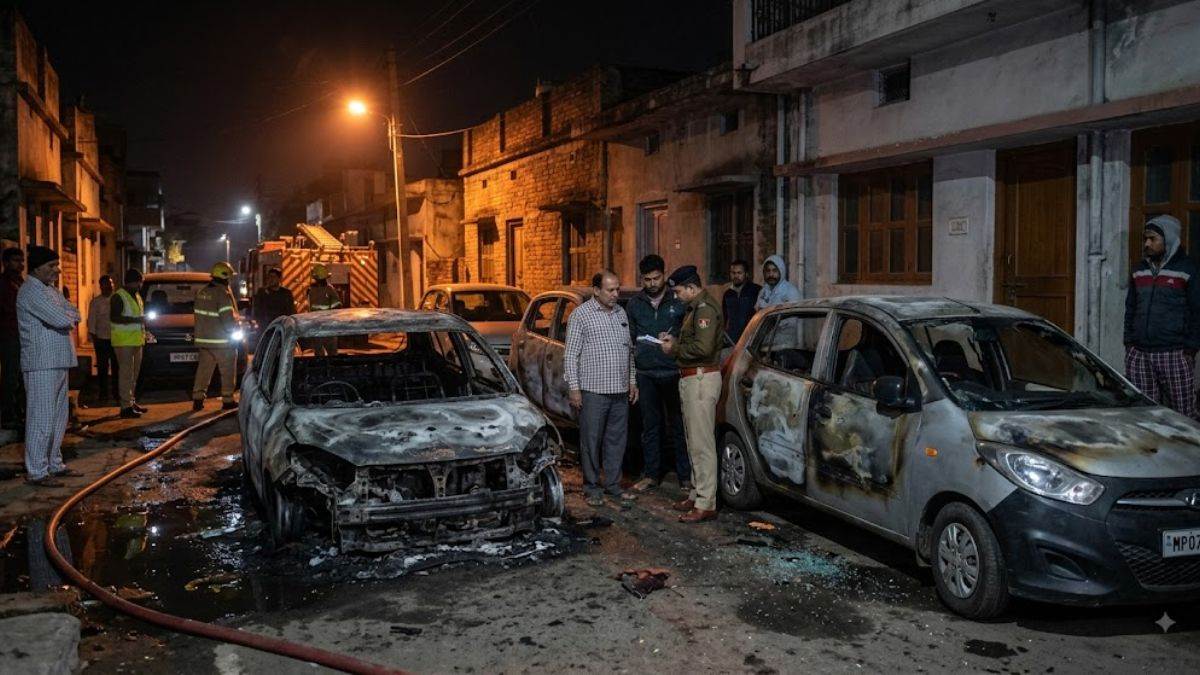ग्वालियर में आधी रात कारों में पेट्रोल डालकर आग, दो जलकर खाक; पास में चौकी फिर भी पुलिस को नहीं लगी भनक