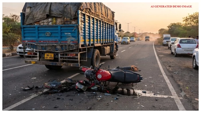 जशपुर में एनएच-43 पर भीषण हादसा, कोयला लदे ट्रक में घुसी तेज रफ्तार बाइक, युवक की दर्दनाक मौत