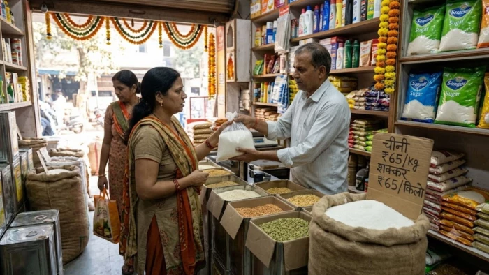 दीपावली से पहले बिगड़ा रसोई का बजट, 65 रुपये किलो तक पहुंची चीनी; ब्रांडेड 120 के पार