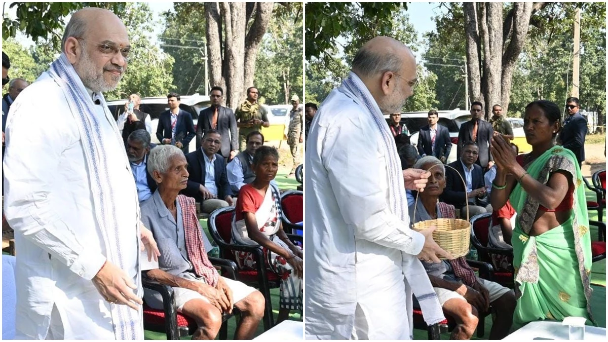 बीजापुर जिले के गांव गुण्डम में महुआ पेड़ के नीचे केन्द्रीय गृह मंत्री ने लगाई चौपाल