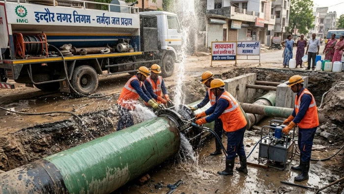 इंदौर वाले ध्यान दें! नर्मदा लाइन में लीकेज से बंद हुए पंप, आज शहर के इन 18 इलाकों में नहीं आएगा पानी