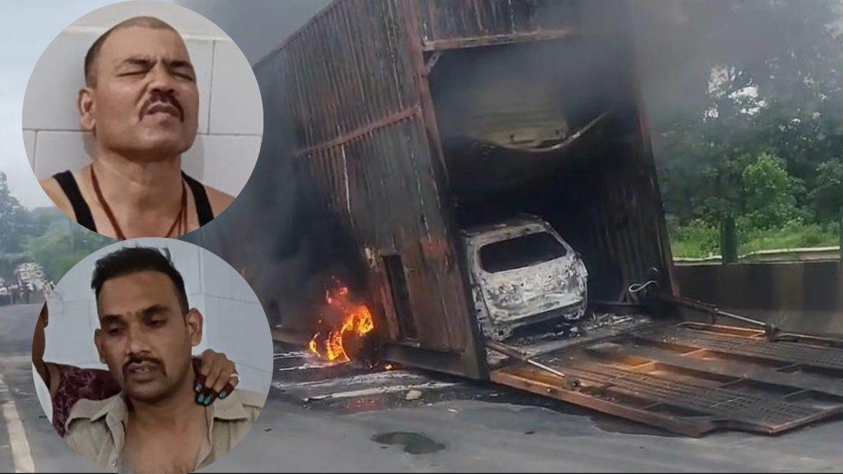 सिवनी में एनएच-44 में चलते कंटेनर में शाॅर्ट सर्किट से आग, लखनऊ जा रही सात सीएनजी कारों सहित वाहन जला