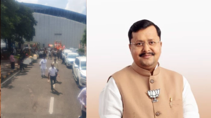 इंदौर पहुंचे बीजेपी के राष्ट्रीय अध्यक्ष नितिन नवीन के स्वागत में समर्थकों की जुटी भारी भीड़, एयरपोर्ट पर सूची में नाम देखकर नेताओं को मिला प्रवेश