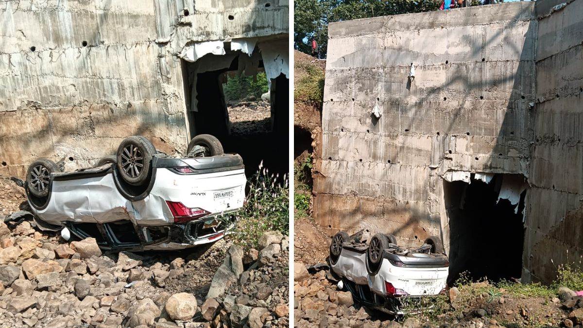 छत्तीसगढ़ से जबलपुर जा रही कार हादसे का हुई शिकार, NH30 पर ट्रक से बचने के चक्कर में पुल से 20 फीट नीचे गिरी SUV