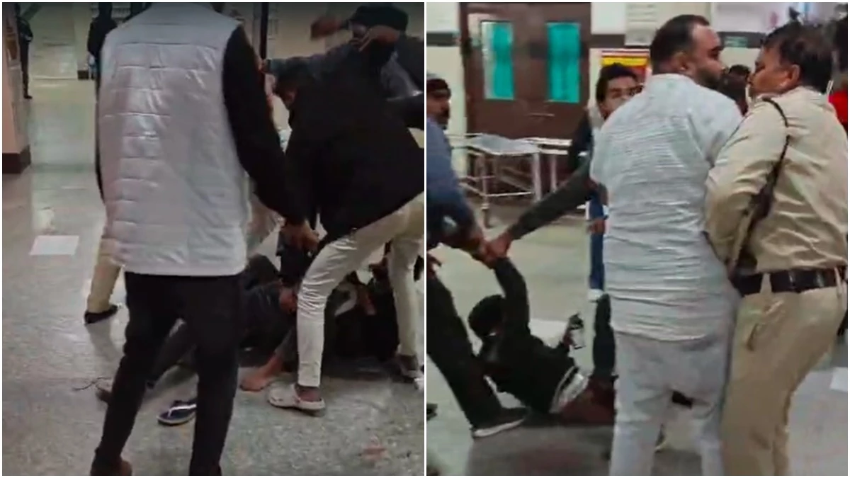 सीहोर जिला अस्पताल में गुंडागर्दी, पुलिस के सामने बाप और बेटे को पीटा; वीडियो हुआ वायरल