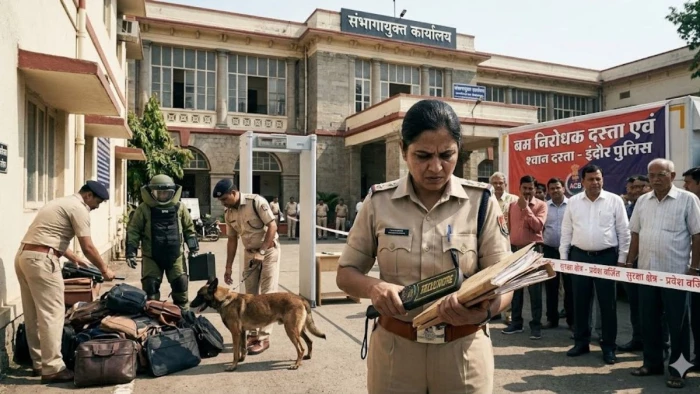 इंदौर संभागायुक्त कार्यालय में बम की धमकी से हड़कंप, बम स्क्वाड ने की सर्चिंग