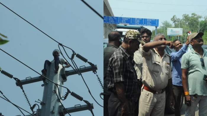 भोपाल में हाईवोल्टेज ड्रामा: नौकरी बहाली के लिए 50 फीट ऊंचे बिजली के खंभे पर चढ़ा बर्खास्त डाककर्मी, तारों पर लगा दौड़ने