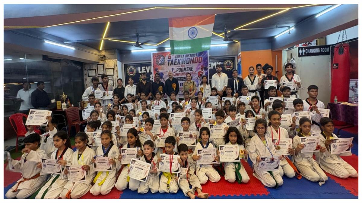 कोरबा में ताइक्वांडो चैंपियनशिप का भव्य आयोजन, 110 खिलाड़ियों ने दिखाई प्रतिभा, राज्य स्तर के लिए हुआ चयन