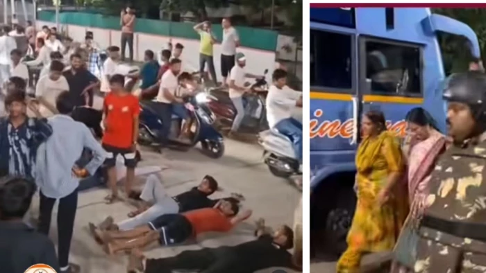 बड़वानी में खेल मैदान की मांग को लेकर गरमाया माहौल, कार के आगे लेटे छात्र, भारी पुलिस बल के बीच प्राचार्य को पहुंचाया घर