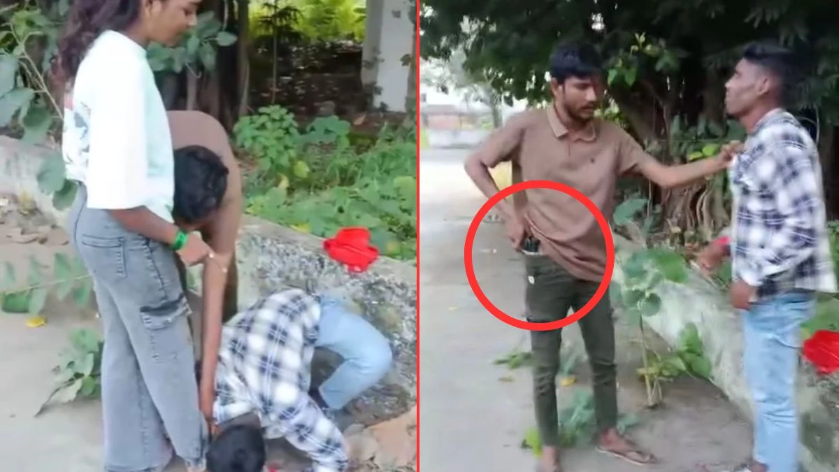 हिस्ट्रीशीटर साथियों के साथ मिलकर युवक की कर रहा पिटाई, पिस्टल दिखाकर माफी मंगवाने का Viral Video