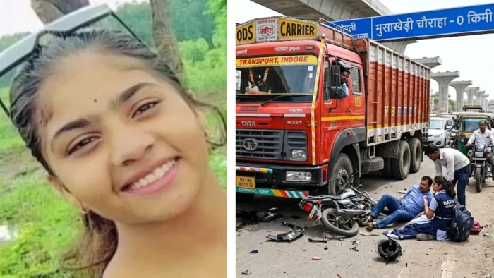 इंदौर में दशहरे की छुट्टियों में घर आ रही छात्रा के सिर पर चढ़ा ट्रक का पहिया, हेलमेट से बची मौसा की जान