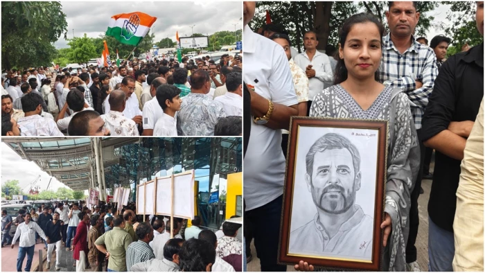‘छात्रों की गूंज’ के लिए राहुल गांधी पहुंचे इंदौर, एयरपोर्ट के बाहर स्वागत के लिए लगी कांग्रेस कार्यकर्ताओ की भीड़ ‘छात्रों की गूंज’ के लिए राहुल गांधी पहुंचे इंदौर, एयरपोर्ट के बाहर स्वागत के लिए लगी कांग्रेस कार्यकर्ताओ की भीड़