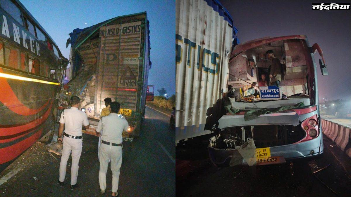 ओवरटेक करने की कोशिश में बस ने ट्रक को मारी जोरदार टक्कर, छह घायल