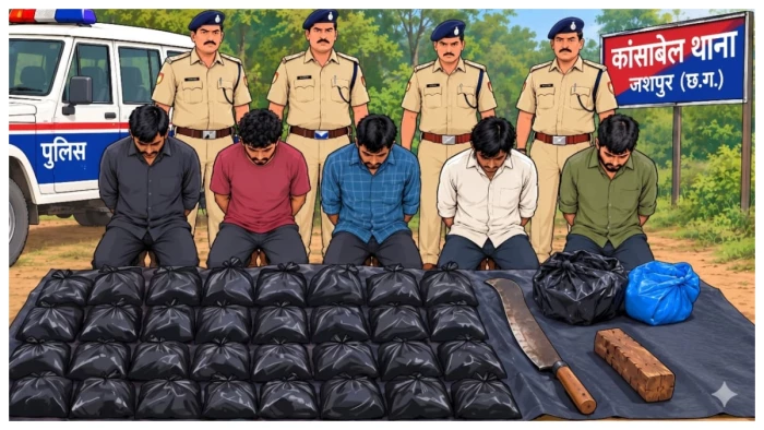 जशपुर के कांसाबेल में 50 किलो गौमांस के साथ पांच आरोपित गिरफ्तार, सागीभावना गांव में पुलिस की बड़ी कार्रवाई