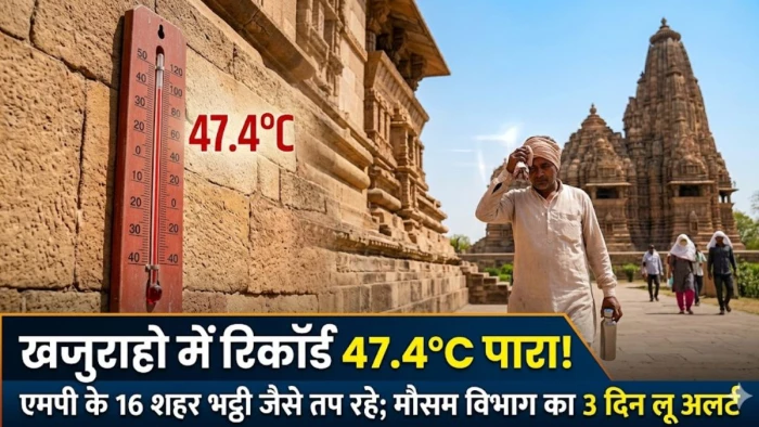एमपी में 'सनस्ट्रोक' का टॉर्चर... खजुराहो में रिकॉर्ड 47.4 डिग्री पहुंचा पारा; 16 शहरों में तापमान 44 के पार, 3 दिन लू का अलर्ट