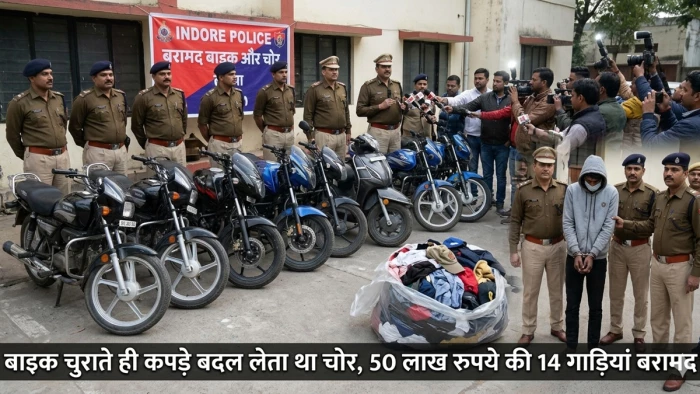 चोरी के पहले बदलता था कपड़े, नकली नंबर प्लेट लगाकर घूमता था इंदौर में, ई रक्षक ऐप ने खोला राज और पकड़ा गया राजस्थान का शातिर चोर