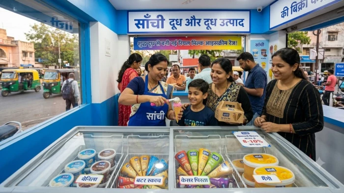 कम दाम में असली दूध का स्वाद! भोपाल के सांची पार्लरों पर अब मिलेगी बटर स्कॉच, मैंगो और केसर पिस्ता आइसक्रीम