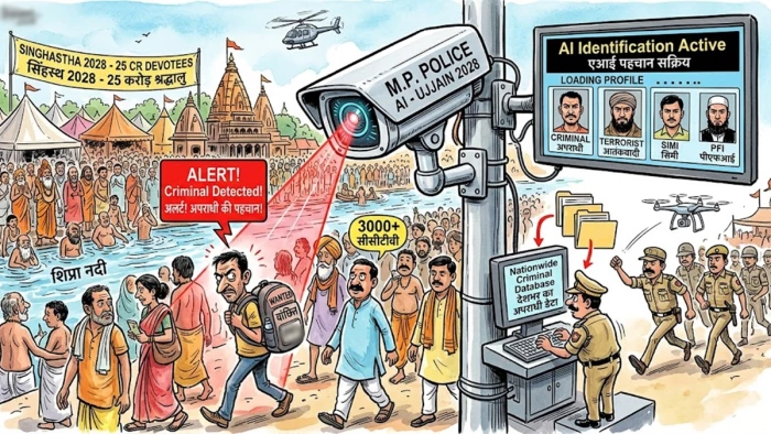 उज्जैन सिंहस्थ 2028 में AI करेगा क्रिमिनल्स की पहचान, देशभर के अपराधियों और आतंकी संगठनों से जुड़े लोगों के फोटो किए अपलोड