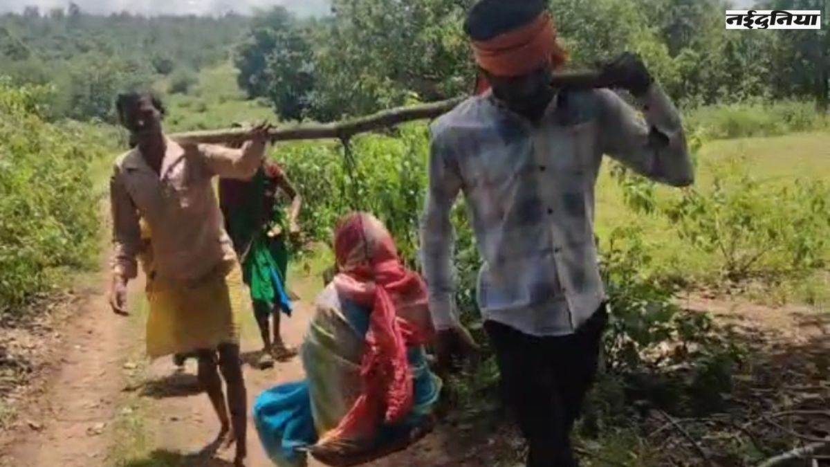 गर्भवती को कंधे पर ढोकर ले जा रहे थे अस्पताल, रास्ते में ही दिया बच्चे को जन्म