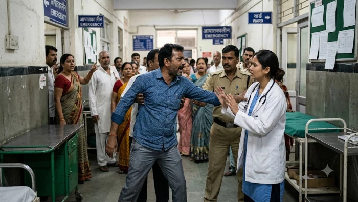 इंदौर में मरीज की मौत के बाद एमवाय अस्पताल में स्वजन ने किया हंगामा, डॉक्टर से की मारपीट
