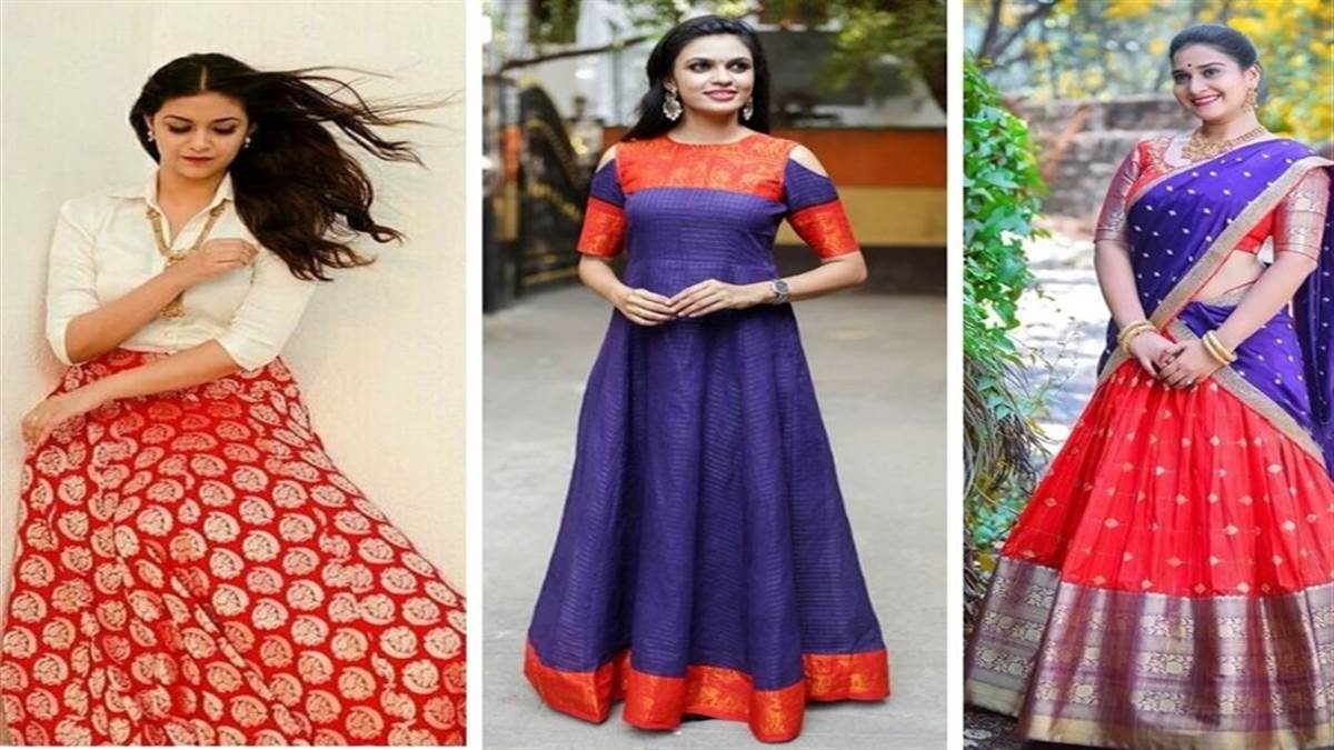 Diwali Dressing Ideas: पुरानी साड़ी से इस तरह बनाएं डिजाइनर ड्रेसेस यह है  आसान तरीका - Diwali Dressing Ideas Make designer dresses from old sari like  this this is the easy way