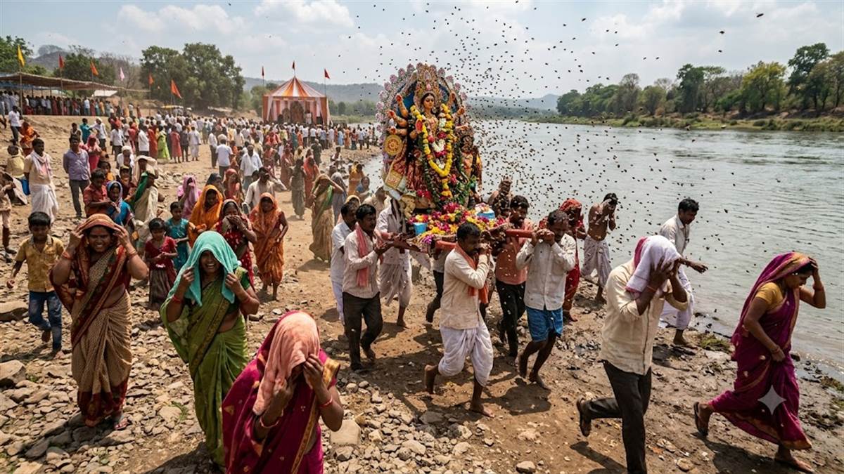 देवास में विसर्जन करने गए ग्रामीणों पर मधुमक्खियों का हमला, दो दर्जन से अधिक घायल, एक गंभीर