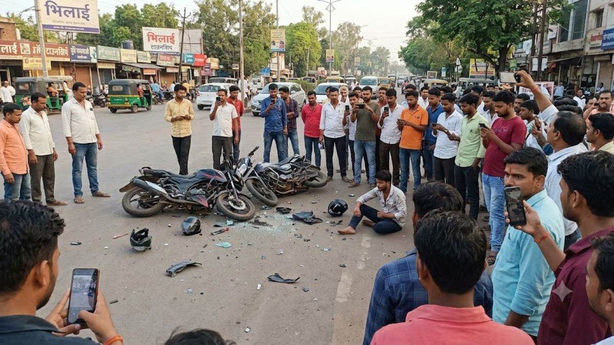 भिलाई में आपस में टकराई दो बाइक, एक युवक की मौत; मदद की बजाय वीडियो बनाते रहे लोग