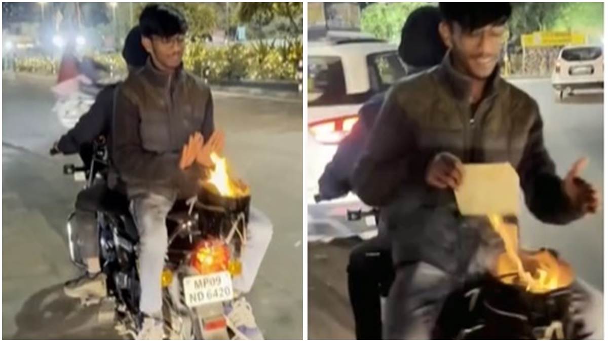 Indore Viral Video: युवकों ने चलती बाइक पर सिगड़ी जलाई, वीडियो देख घर से गाड़ी उठा लाई पुलिस