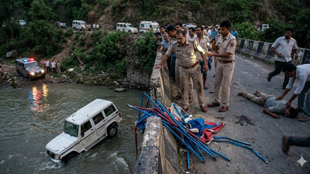 कानपुर में तेज रफ्तार बोलेरो चालक ने दारोगा को मारी टक्कर, टेंट कारोबारी को रौंदा, नदी में गिरी गाड़ी