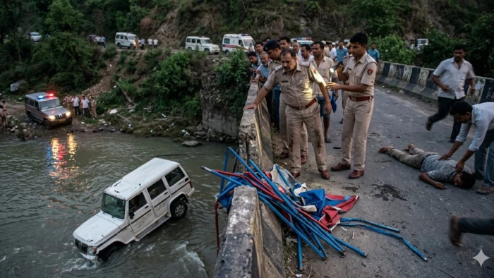 कानपुर में तेज रफ्तार बोलेरो चालक ने दारोगा को मारी टक्कर, टेंट कारोबारी को रौंदा, नदी में गिरी गाड़ी