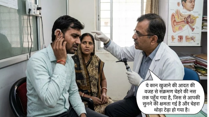 कान खुजाने की आदत बनी आफत: 25 वर्षीय युवक की सुनने की क्षमता गई, चेहरे की नस तक पहुंचा संक्रमण कान खुजाने की आदत बनी आफत: 25 वर्षीय युवक की सुनने की क्षमता गई, चेहरे की नस तक पहुंचा संक्रमण