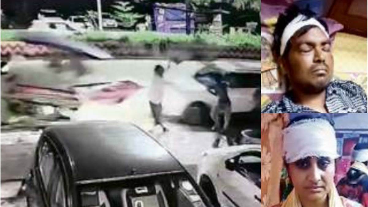 बेकाबू कार ने दंपती को मारी टक्कर, ठेले के साथ हवा में उछलकर सड़क पर गिरे, गंभीर घायल