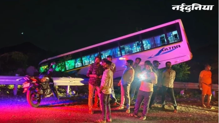 51 छात्रों से भरी बस का ब्रेक फेल, पत्थरों की दीवार में अटककर खाई में गिरने से बची, खरगोन टला बड़ा हादसा