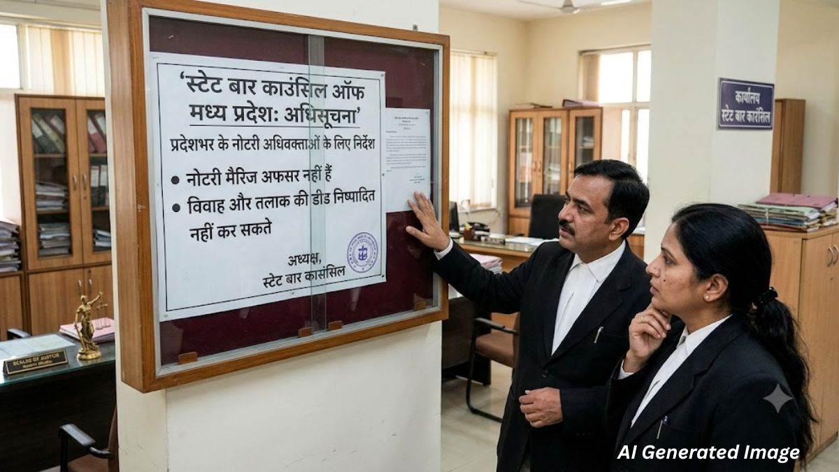प्रदेशभर के नोटरी अधिवक्ताओं के लिए MP स्टेट बार काउंसिल ने जारी की अधिसूचना, नोटरी मैरिज अफसर नहीं, विवाह-तलाक की डीड नहीं कर सकते निष्पादित