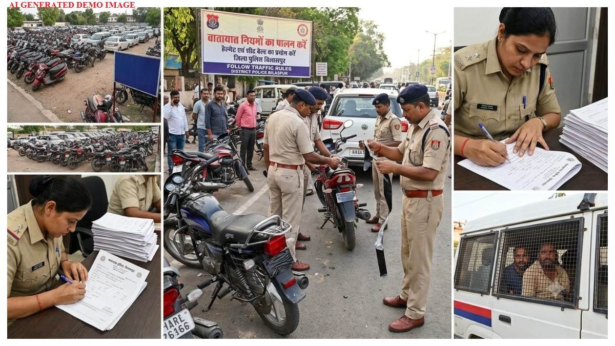 नंबर प्लेट पर टेप-पन्नी लगाने वालों पर गाज, बिलासपुर में 724 वाहन जब्त, 7 लाख से ज्यादा चालान, कई आरोपी पहुंचे जेल