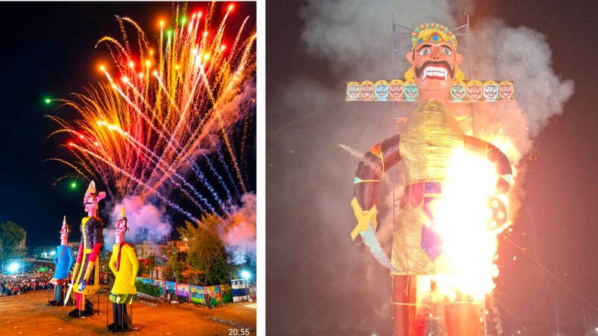 57 फीट के रावण का दहन, पुतले से दिया प्लास्टिक मुक्त बड़वानी का संदेश,...
