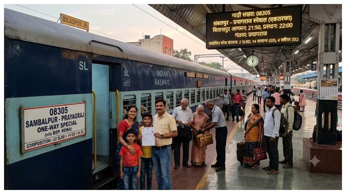 कंफर्म टिकट का झंझट खत्म, 23 अक्टूबर को चलेगी संबलपुर-प्रयागराज स्पेशल, जानिए पूरा टाइम टेबल और रूट