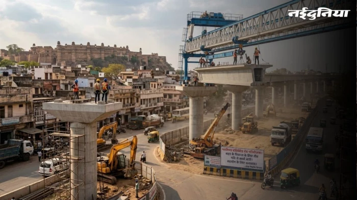 ग्वालियर में एलिवेटेड रोड का काम तेज, लेकिन शहर की रफ्तार थमी, डायवर्जन पर जाम से लोग बेहाल
